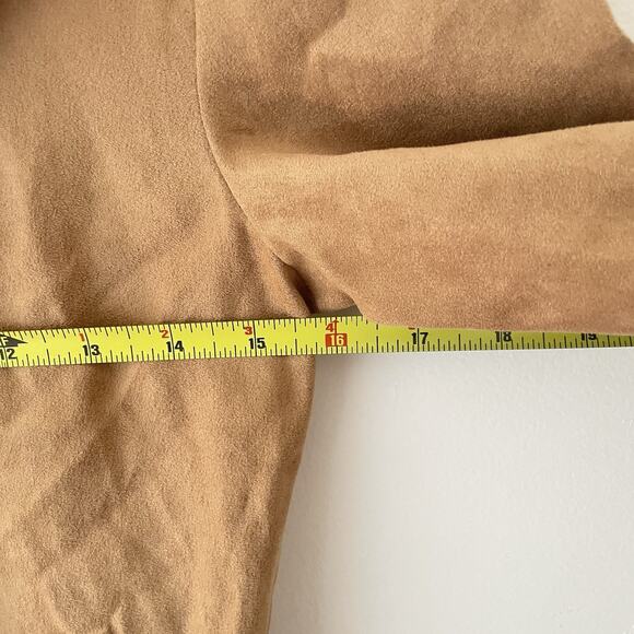 Y2K Western Cowgirl Faux Suede Ruffle Collar Blouse Top Brown M Festival Boho - Picture 6 of 7